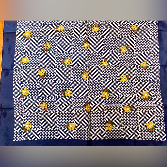 Vintage Water Repellent Acetate Floral Houndstooth HENRYSON ALL WEATHER SCARF - Picture 10 of 15